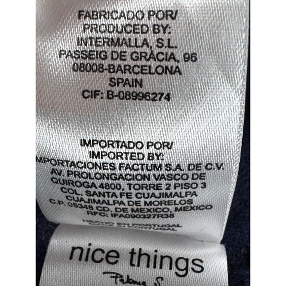 Nice Things Paloma S Anthropologie Top Womens Small Navy White French Script - Picture 12 of 14